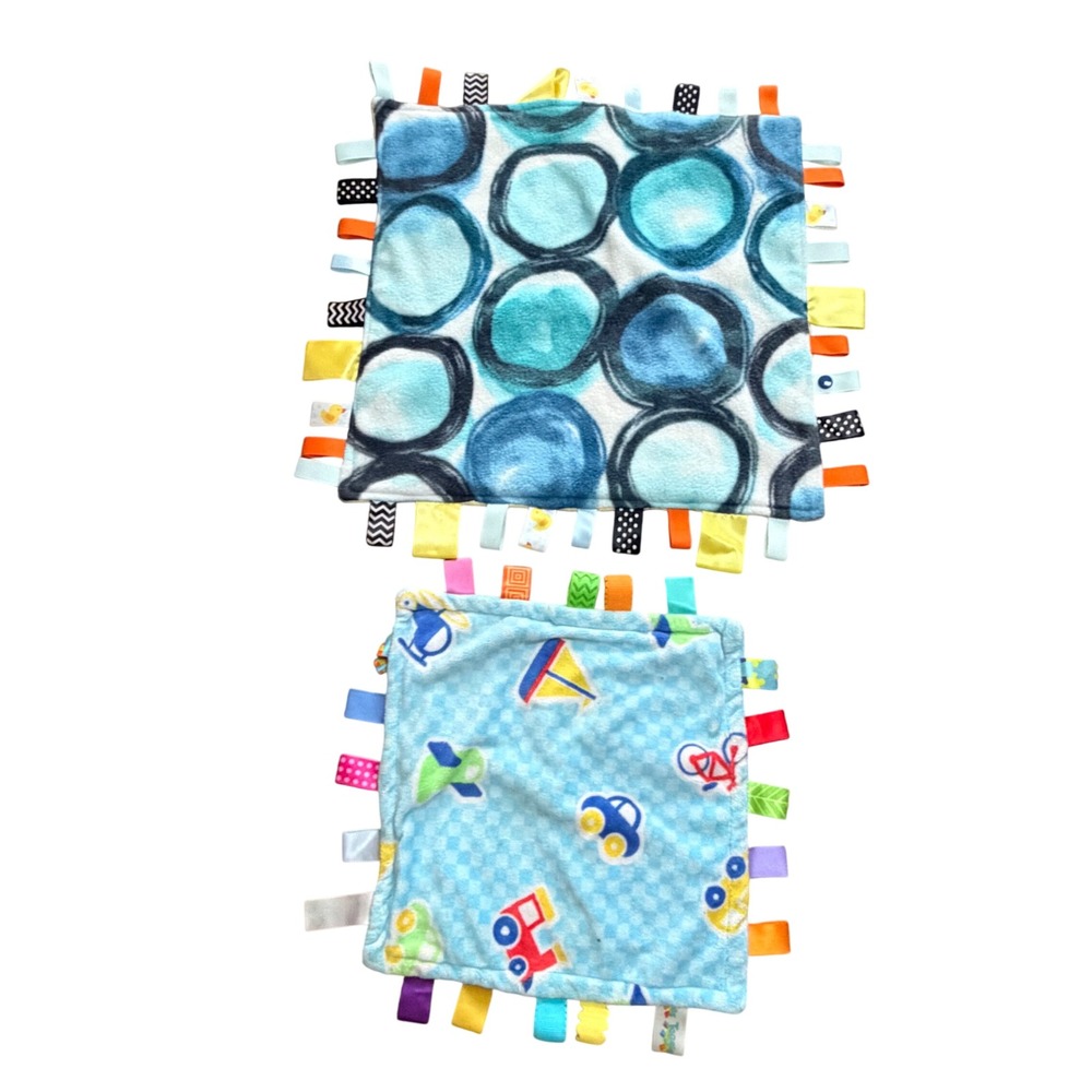 Taggies Baby Security Blanket Set of 2 Transportation Circles Minky Sensory Toy